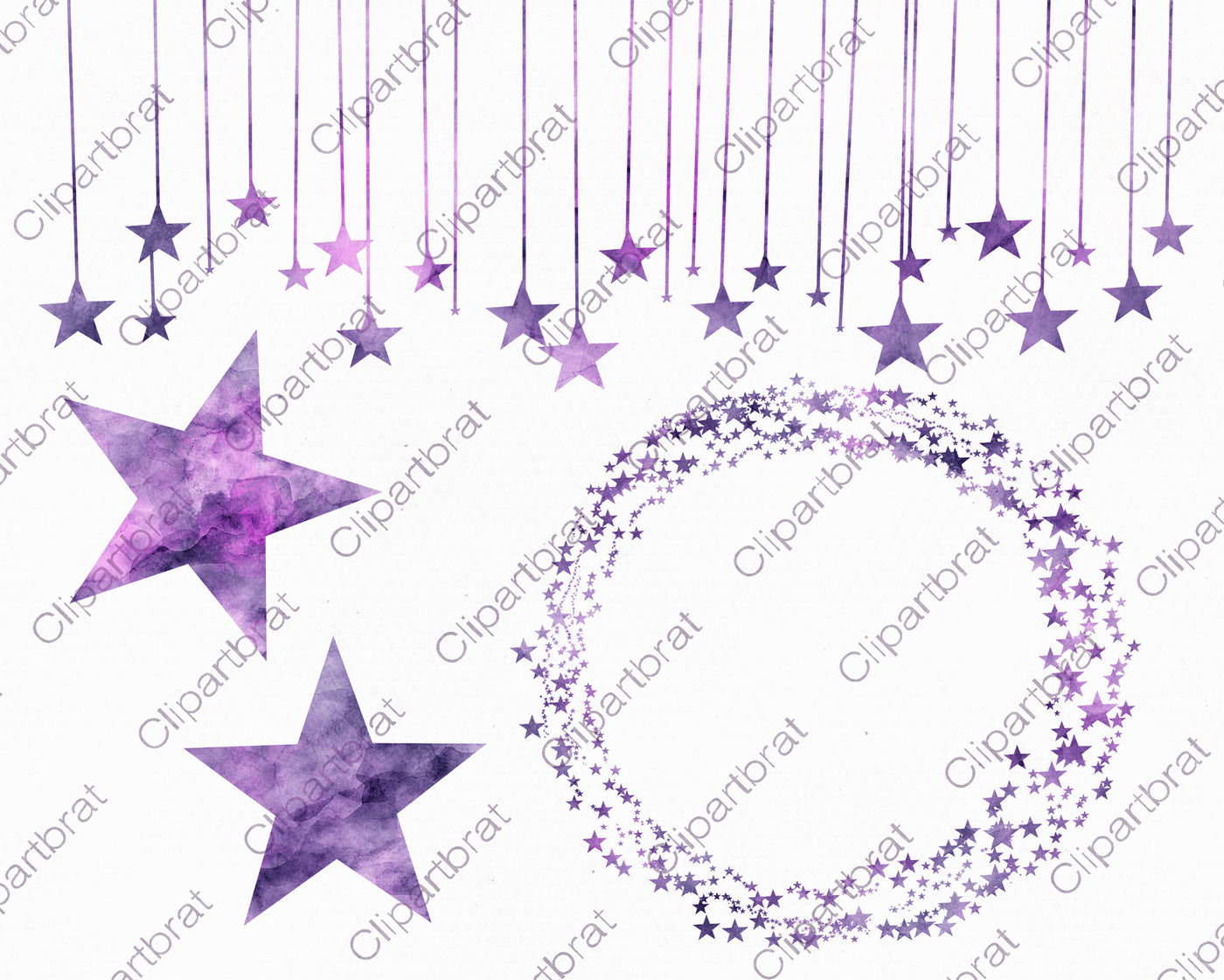 Purple Pink Watercolor Swirling Stars Celestial Sky Clipart Graphic Set By Clipartbrat Thehungryjpeg Com