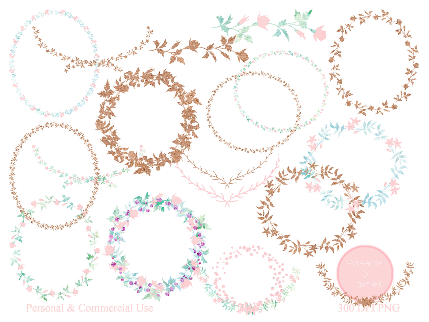 Download Mint Blush Pink & Rose Gold Watercolor Floral Wedding ...