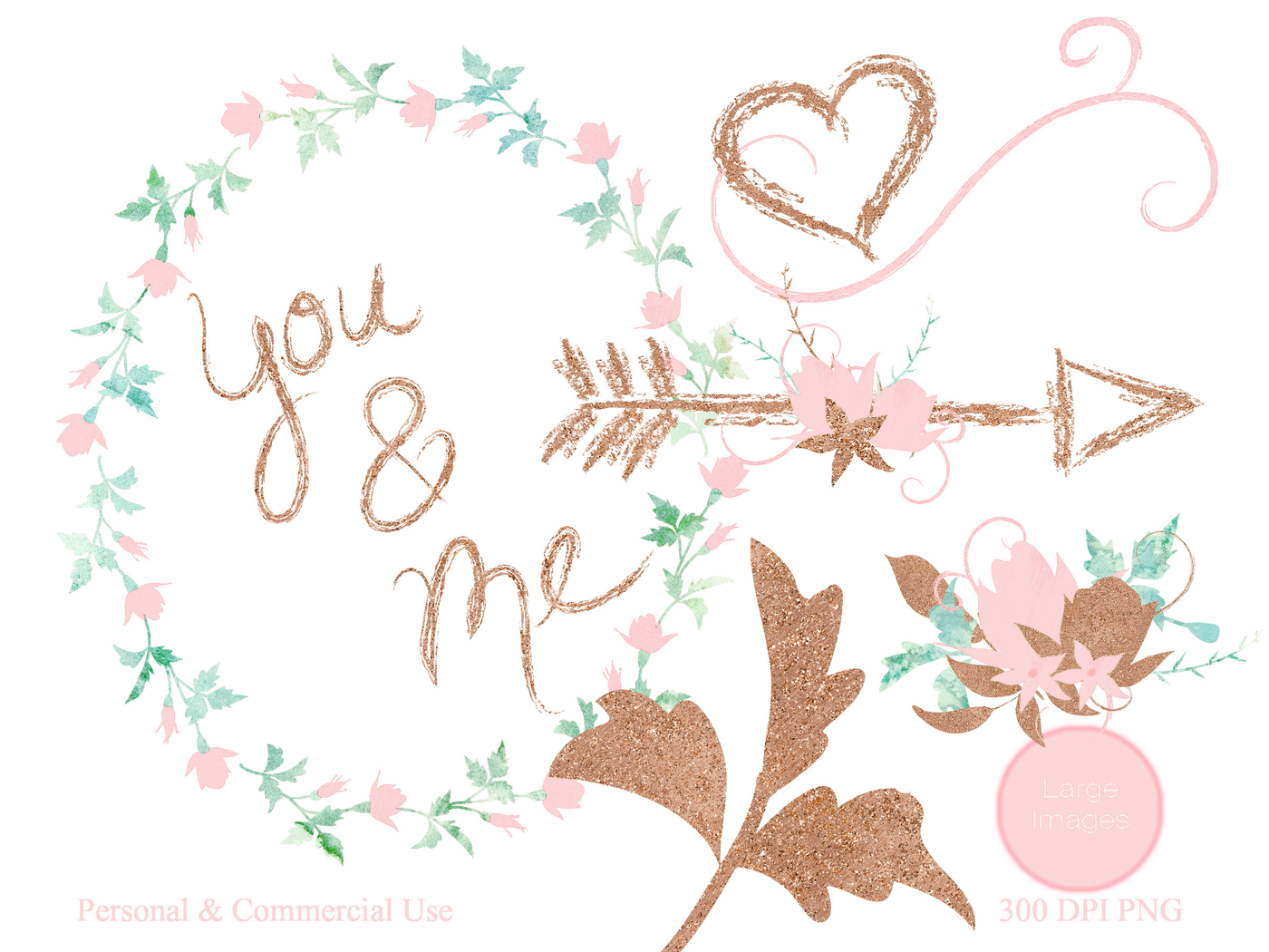Download Mint Blush Pink & Rose Gold Watercolor Floral Wedding ...