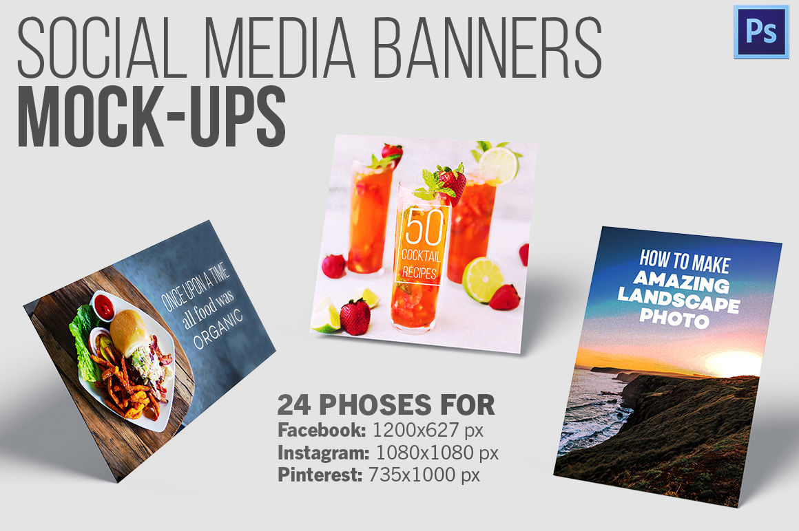 Download Social Media Banners - 24 Mockup By Illusiongraphic | TheHungryJPEG.com