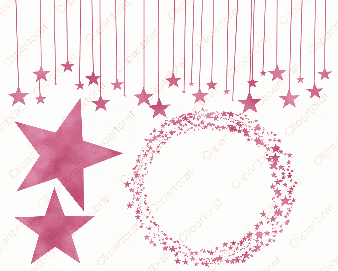 Mauve Pink Celestial Stars Clipart By Clipartbrat Thehungryjpeg Com