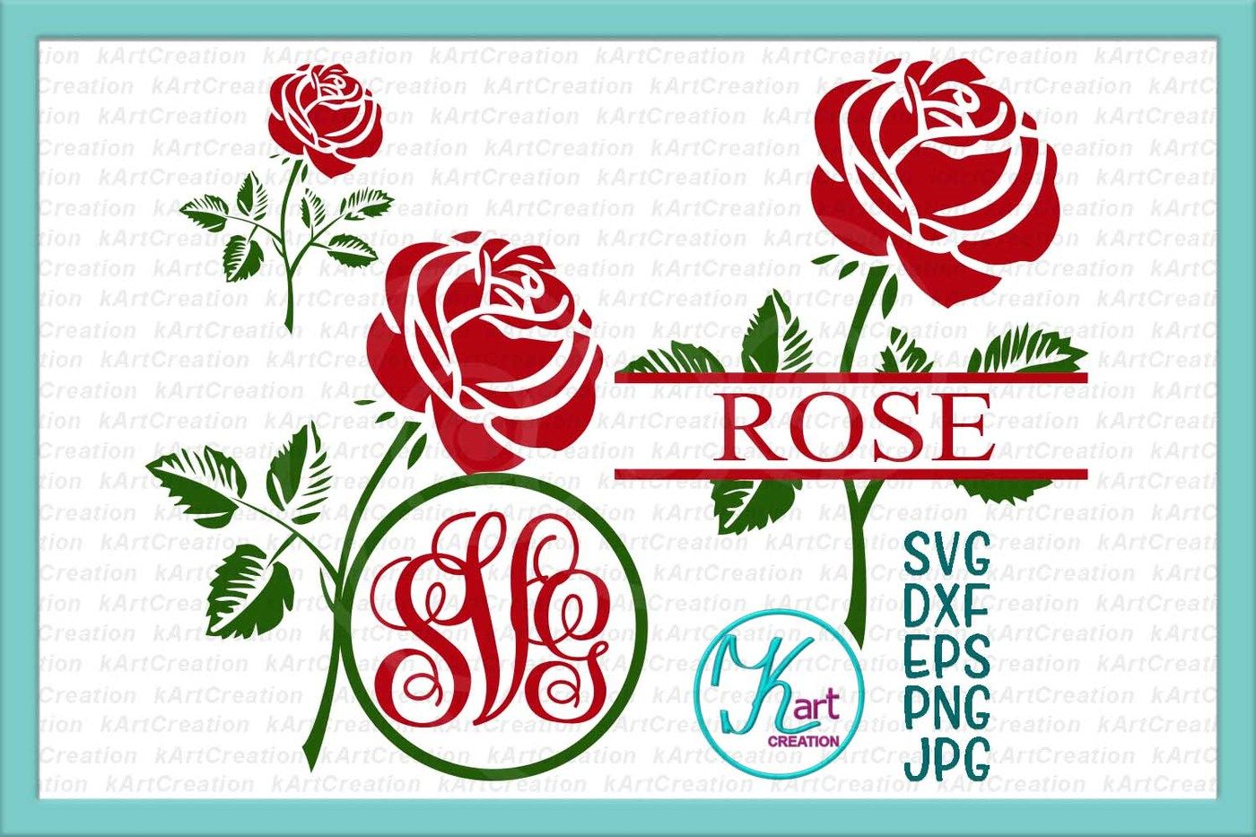 rose monogram svg, rose monogram iron on, rose svg, rose iron on, rose  split monogram svg, flower monogram svg, flower split monogram, svg By  kArtCreation