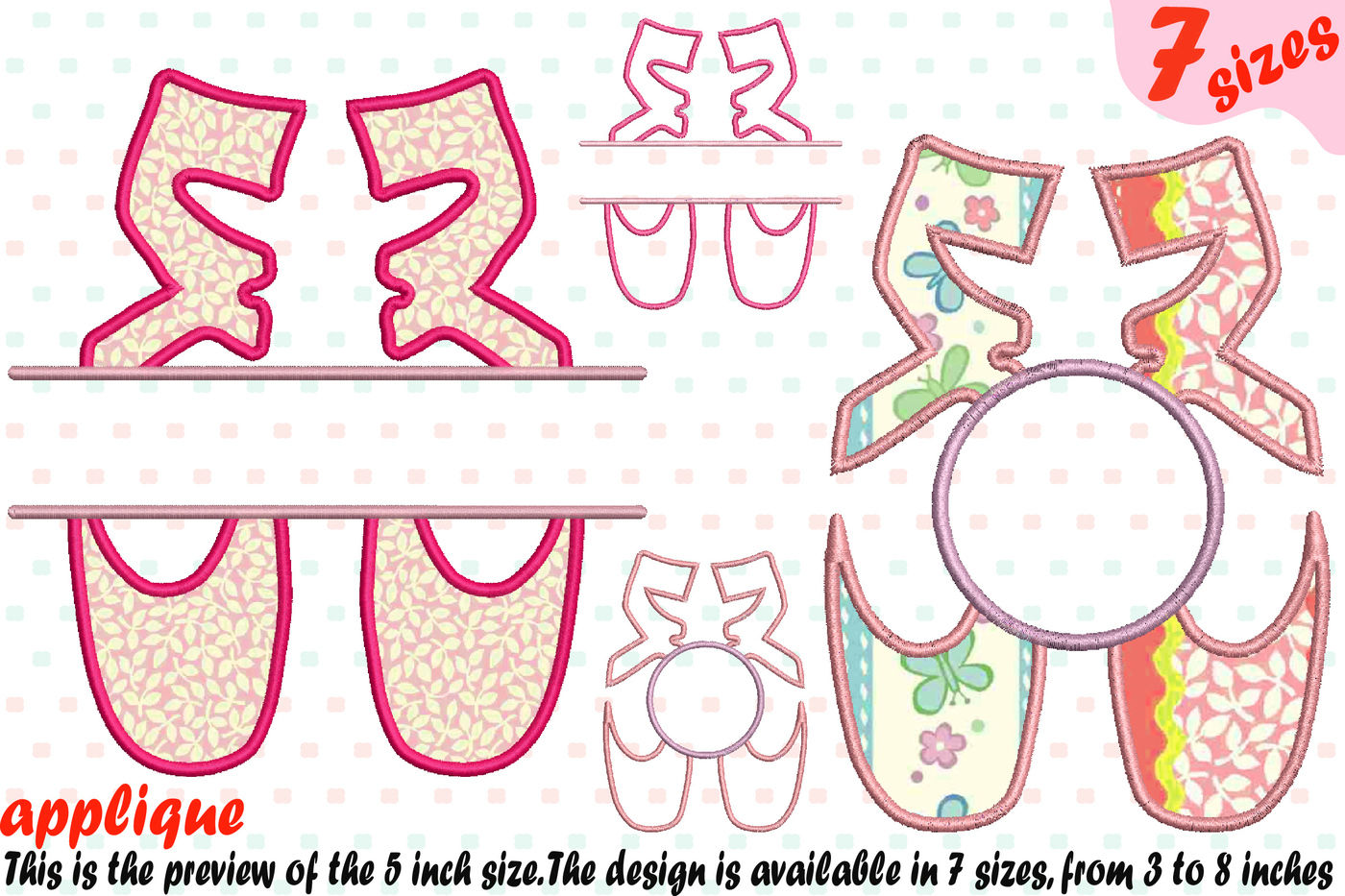 Ballet Shoes Applique Designs for Embroidery Machine Instant Download ...