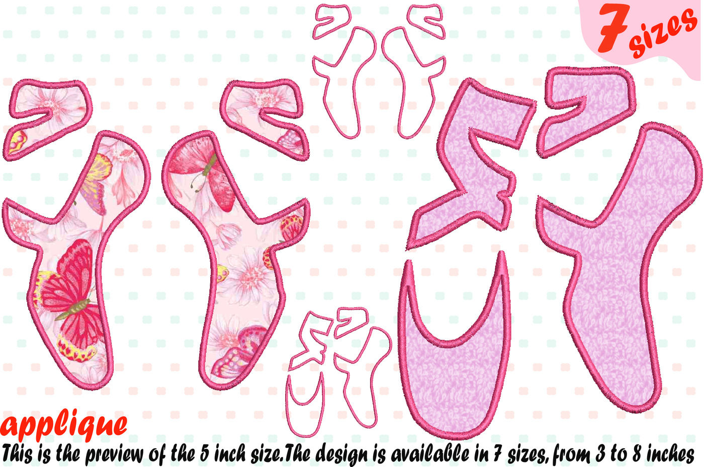 Ballet Shoes Applique Designs for Embroidery Machine Instant Download ...