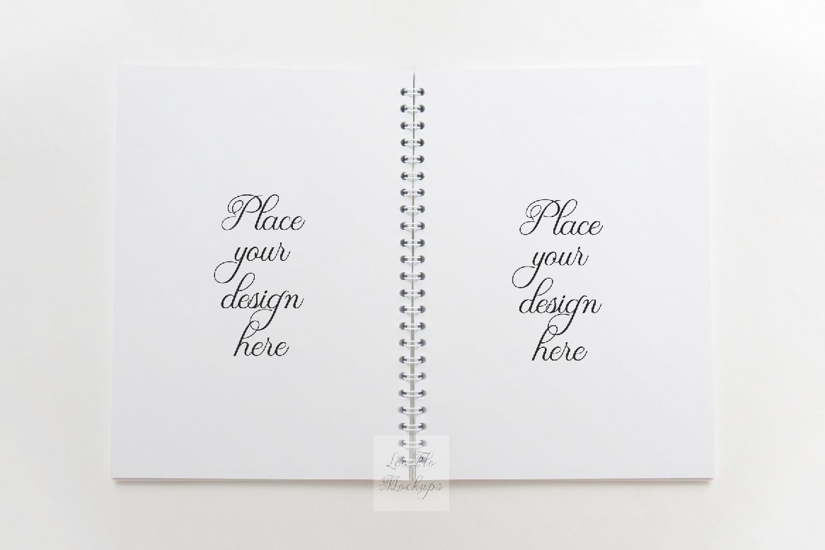 Notebook Mockup, Open spiral Notepad Mock up, Top View ...