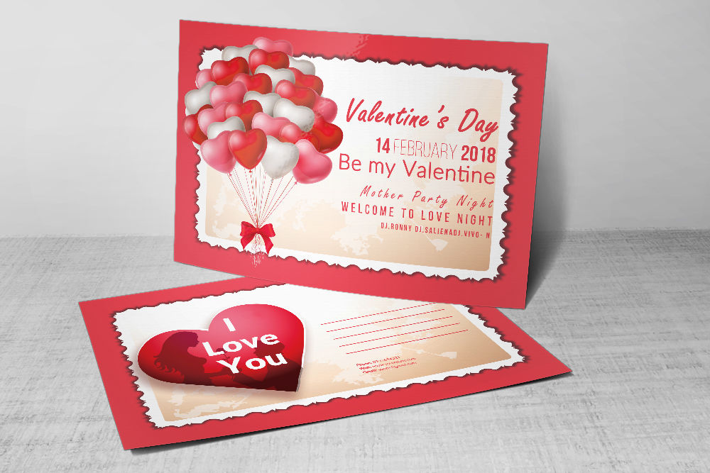 Valentines Day Postcard By Designhub TheHungryJPEG