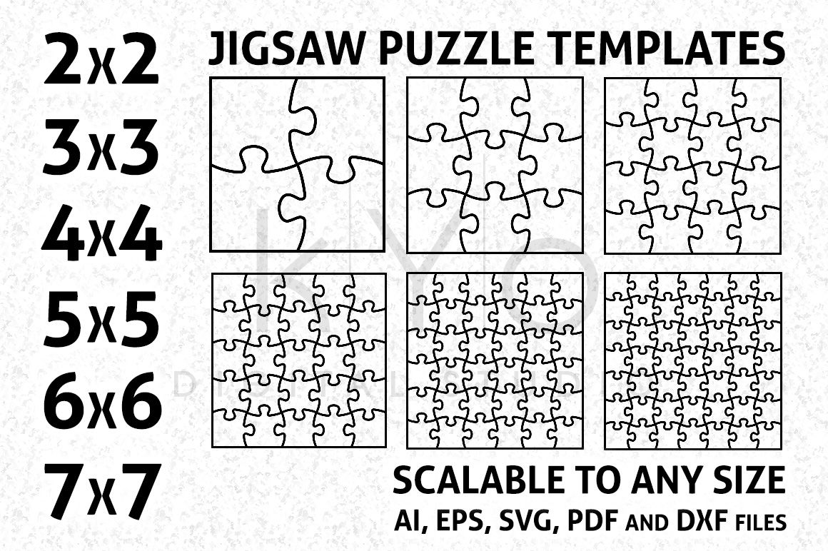 Download Square Jigsaw Puzzle Templates AI EPS SVG DXF PDF files By kYo Digital Studio | TheHungryJPEG.com