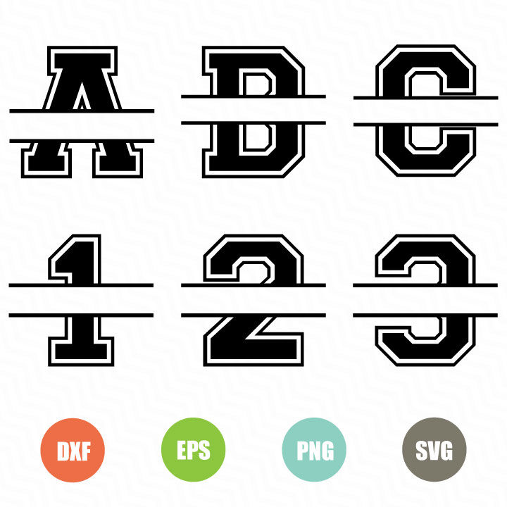 Download Varsity Split Font Svg, Full Alphabet + Numbers By NewSvgArt | TheHungryJPEG.com