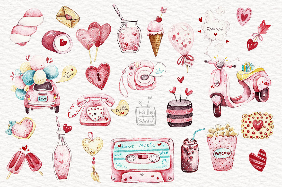 Watercolor pink things By talloshau's illustrations