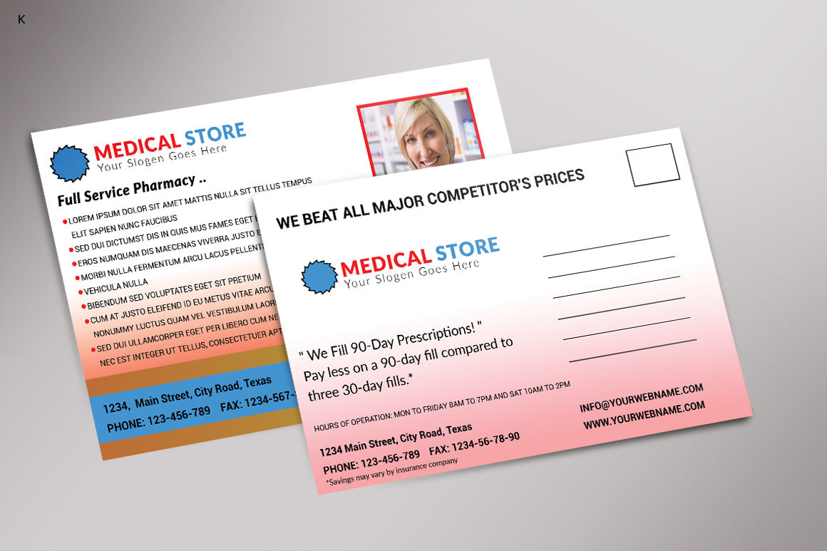 Medical Store Postcard Template By Ayme Designs Thehungryjpeg Com