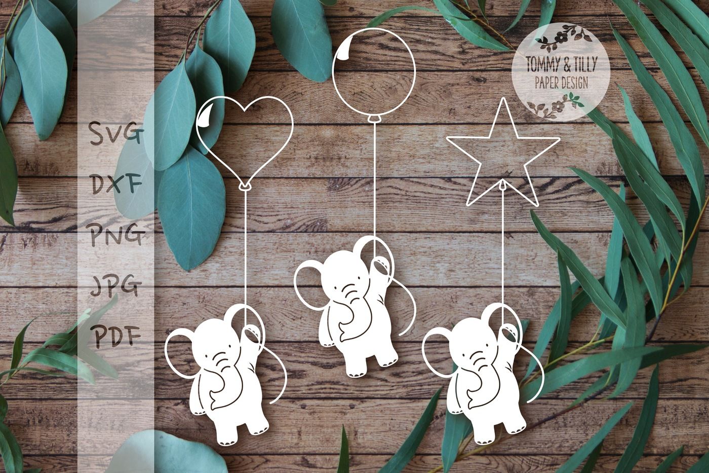 Download 5 X Elephant Balloon Cutting File Svg Dxf Pdf Png Jpg By Tommy And Tilly Design Thehungryjpeg Com