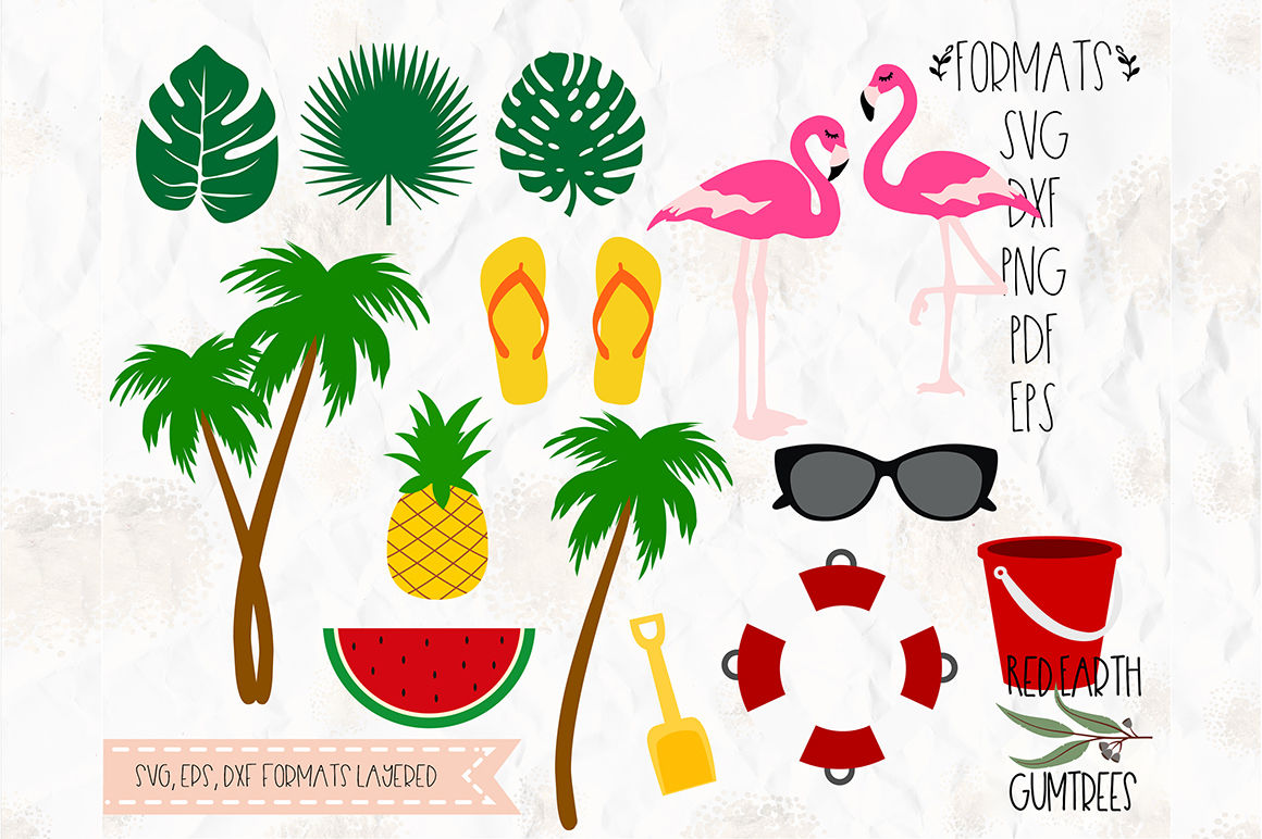 Summer, tropical elements SVG, PNG, EPS, DXF, PDF for ...