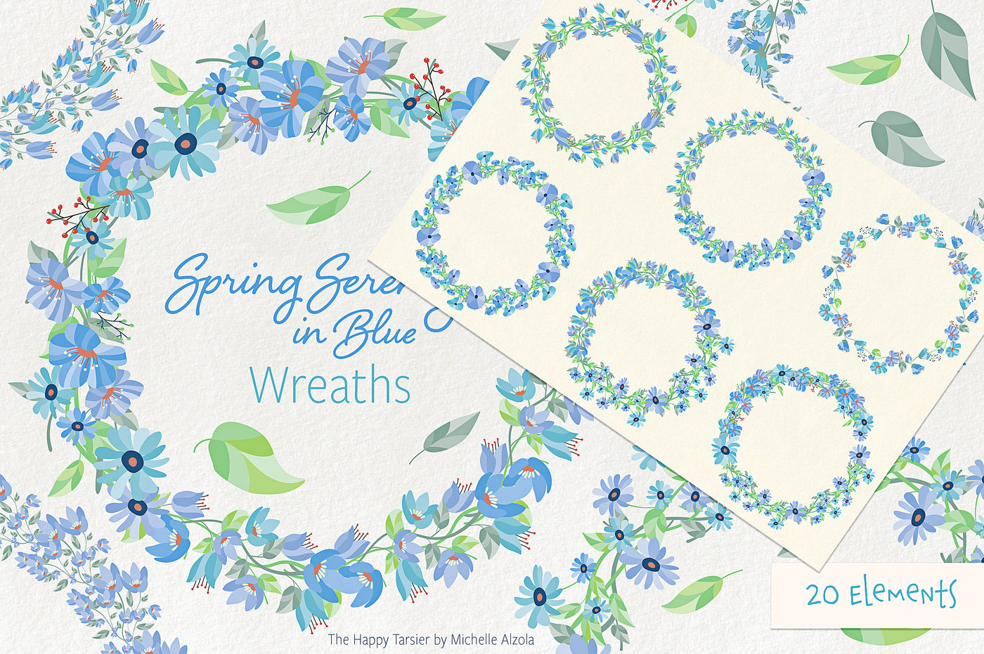 Spring Serenity Wreath Flower Clipart, Wreaths, Vectors ...