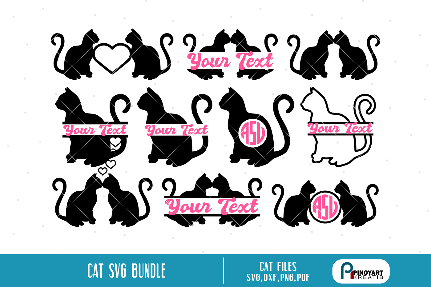 Download Cat Svg Cat Monogram Cat Svg Cat Svg For Cricut Cat Svg For Silhouette By Pinoyart Thehungryjpeg Com PSD Mockup Templates