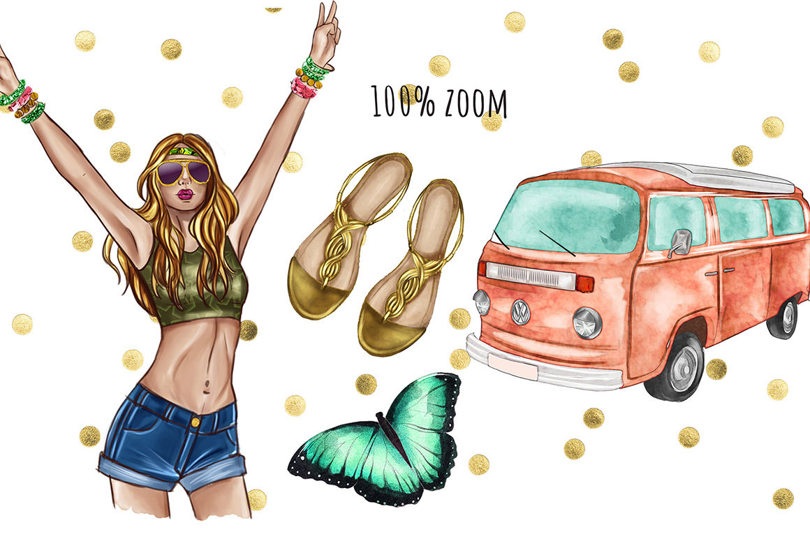 Coachella Watercolor png set By The GG Shop | TheHungryJPEG