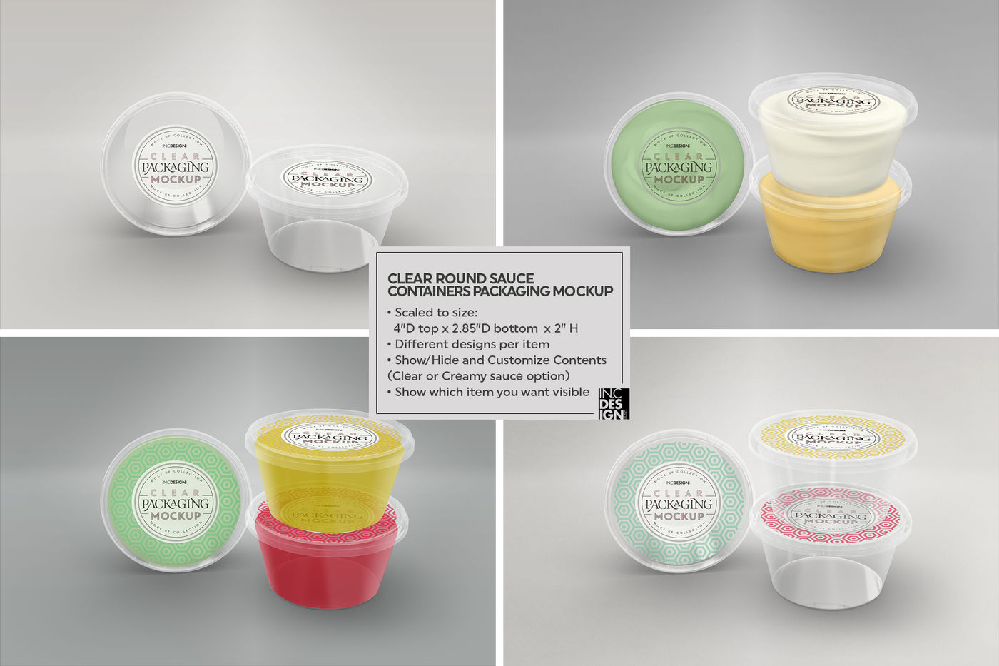 Download Clear Round Sauce Containers Packaging Mockup By Inc Design Studio Thehungryjpeg Com