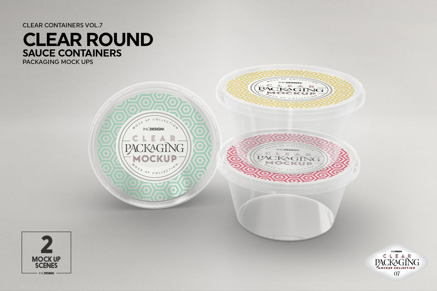 Download Clear Round Sauce Containers Packaging MockUp By INC Design Studio | TheHungryJPEG.com