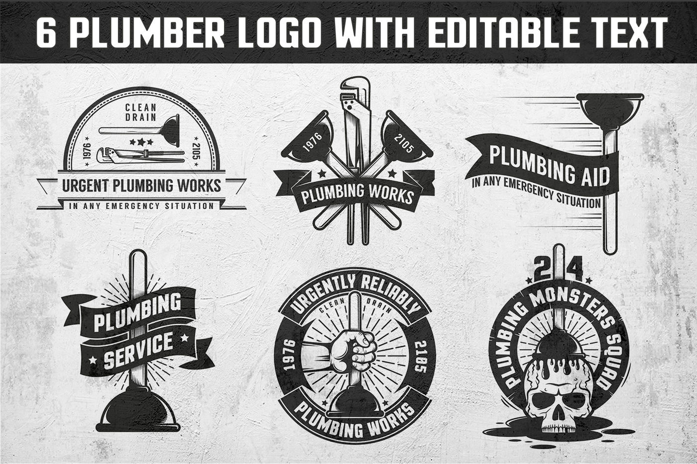 Plumbing retro logos By Agor2012 | TheHungryJPEG.com