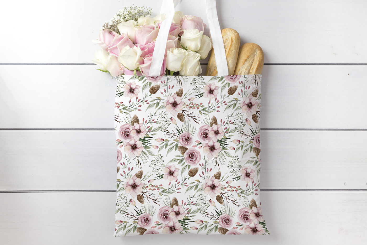 Download Tote bag mockup- pale roses By Wanderlustlens ...