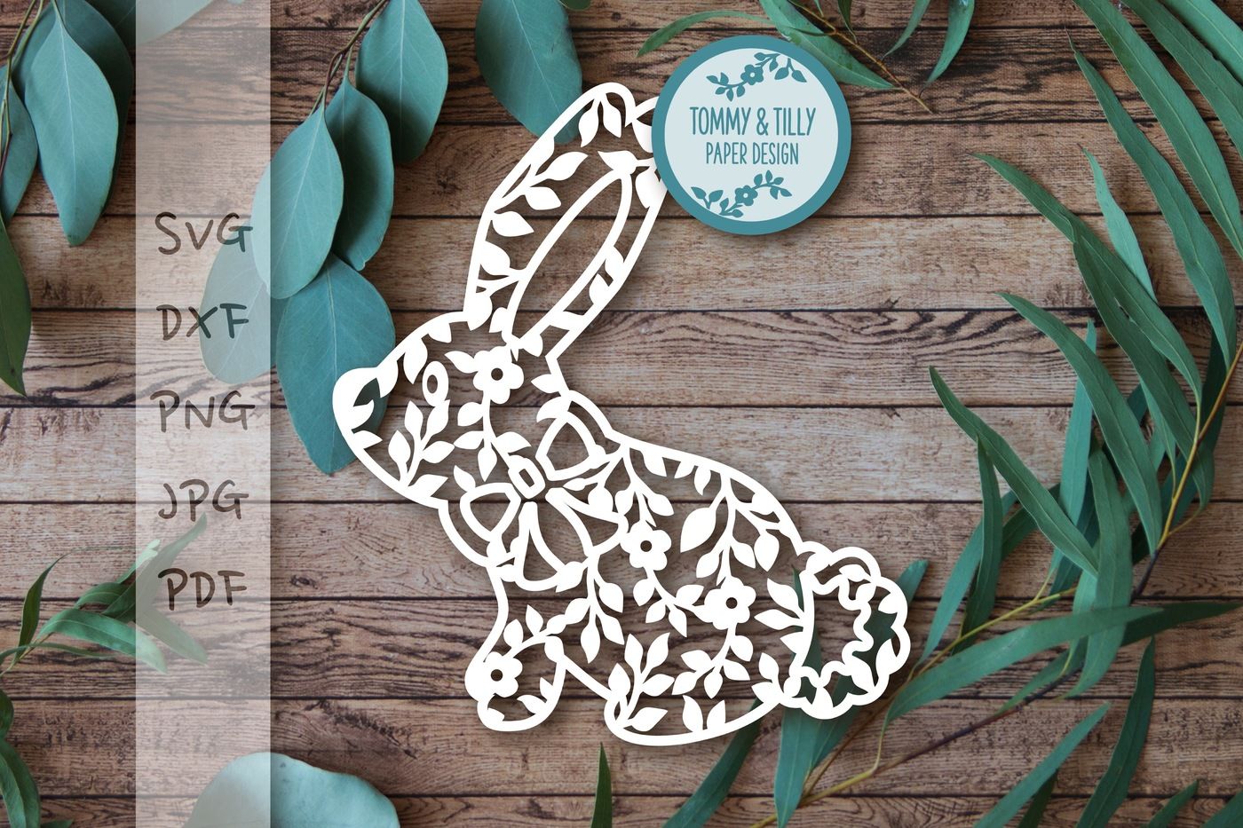 Download Vintage Flower Bunny SVG DXF PNG PDF JPG By Tommy and Tilly Design | TheHungryJPEG.com