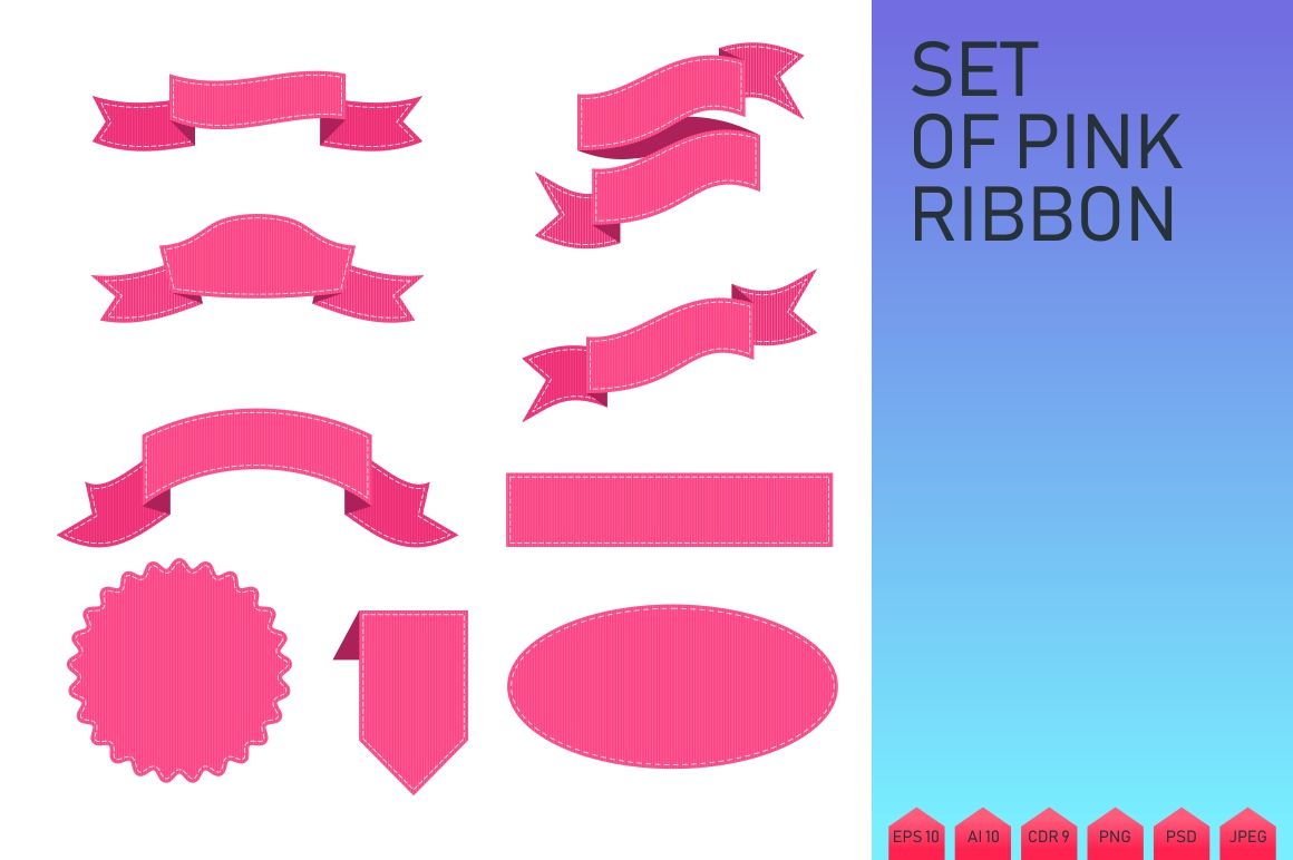 Set of pink ribbons By Quarta Design