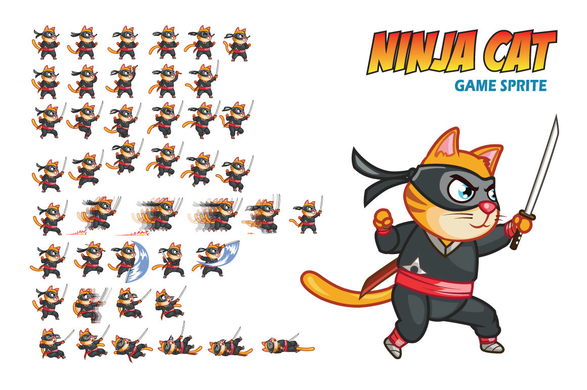 Ninja gato atacando Sprite imagem vetorial de gagu© 58267461