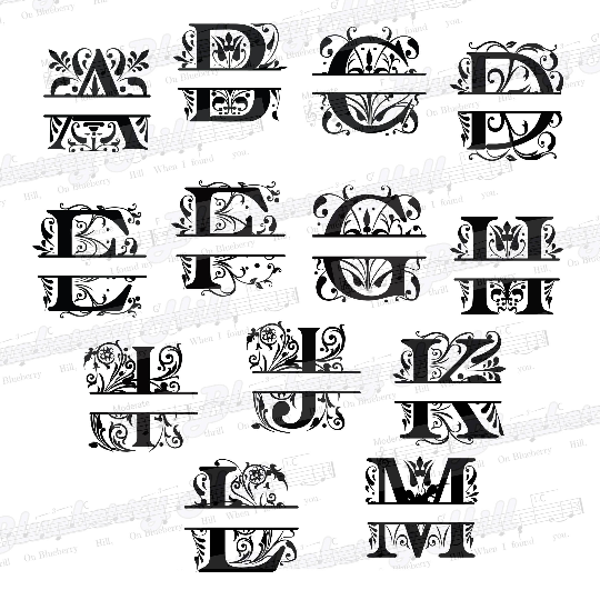 Download Regal Split Monogram Letters Svg Regal Split Monogram Letters Rega By Blueberry Hill Art Thehungryjpeg Com SVG, PNG, EPS, DXF File