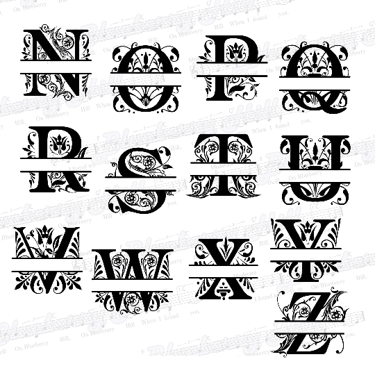 Download Split Monogram Svg Split Letter Monogram Alphabet Letters For Cuting Machines 26 Letters A Z Floral Split Letters Svg Digital Prints Art Collectibles Vadel Com