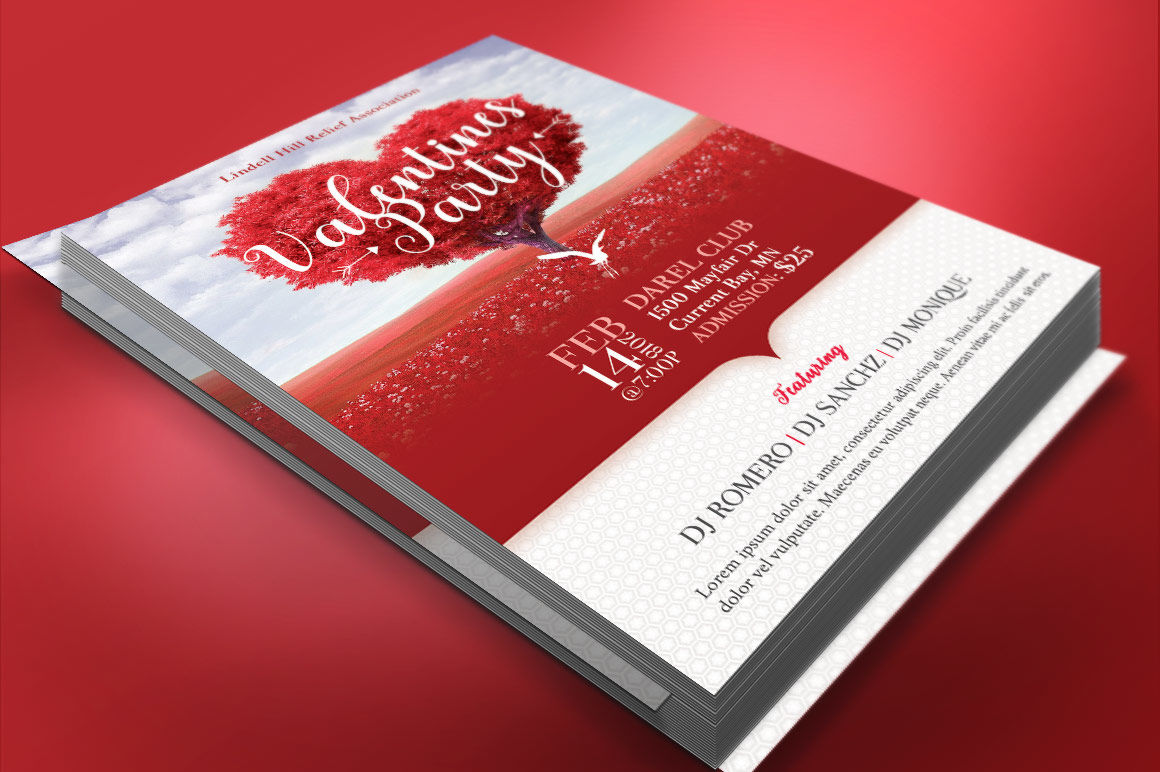Tree Heart Valentines Party Flyer Template By Godserv Designs Thehungryjpeg Com