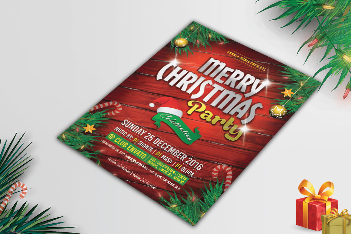 Christmas Party Invitation Flyer By ThemeDevisers | TheHungryJPEG
