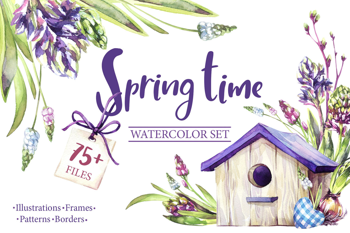 Spring Time Watercolor Collection By Anastezia Luneva Thehungryjpeg Com