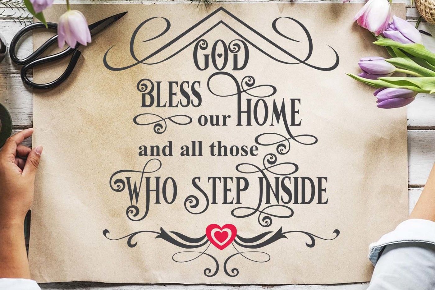 Bless Our Home Svg House Svg Nest Svg Printable Quote Words By Kartcreation Thehungryjpeg Com