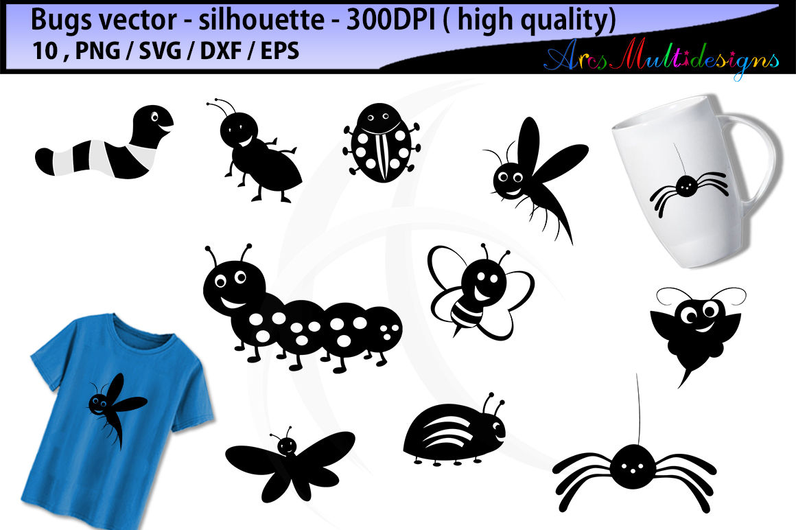 Bugs Svg Silhouette Bugs Insects Insect Clipart Cartoon Bugs By Arcsmultidesignsshop Thehungryjpeg Com