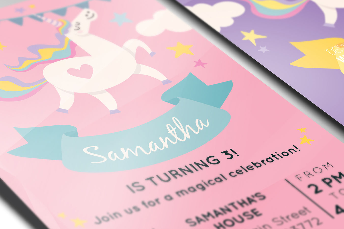 Unicorn Birthday Party Invitation By Knickknacks Co Thehungryjpeg Com