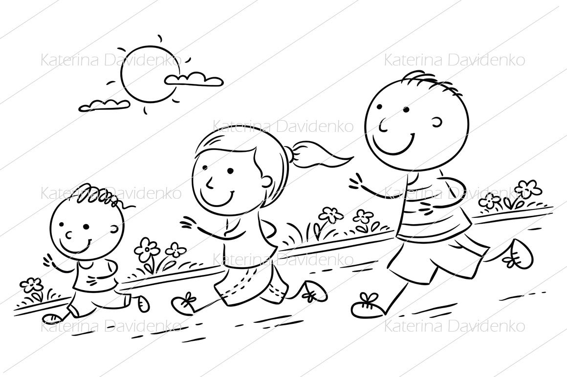 Cartoon family jogging together By Optimistic Kids Art | TheHungryJPEG