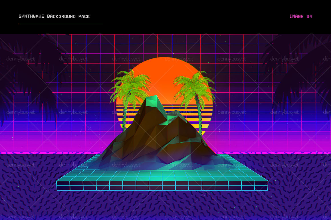 Synthwave Retrowave Background Pack By dennybusyet | TheHungryJPEG