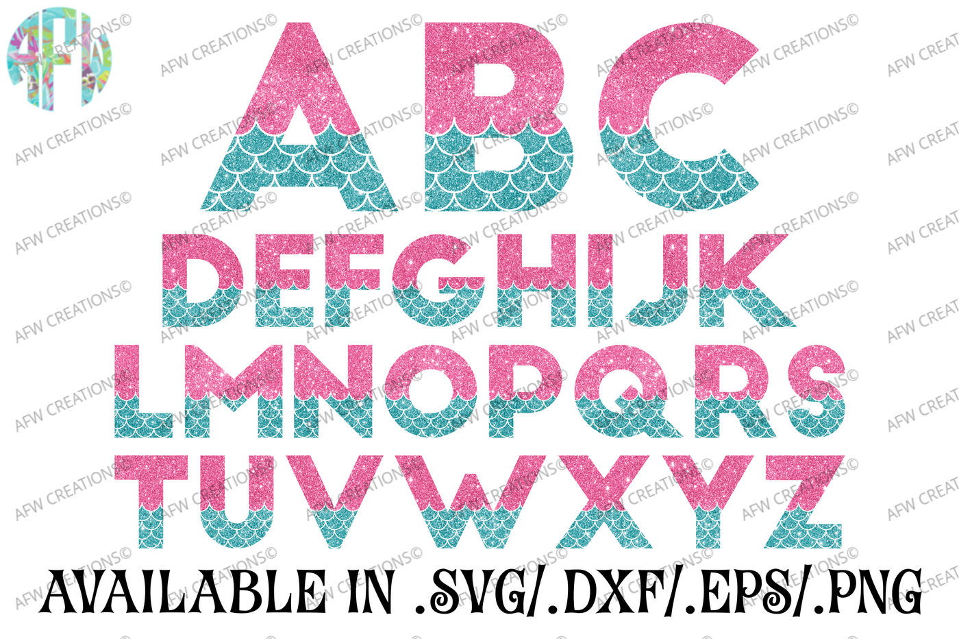 Download Mermaid Letters - SVG, DXF, EPS Cut Files By AFW Designs ...