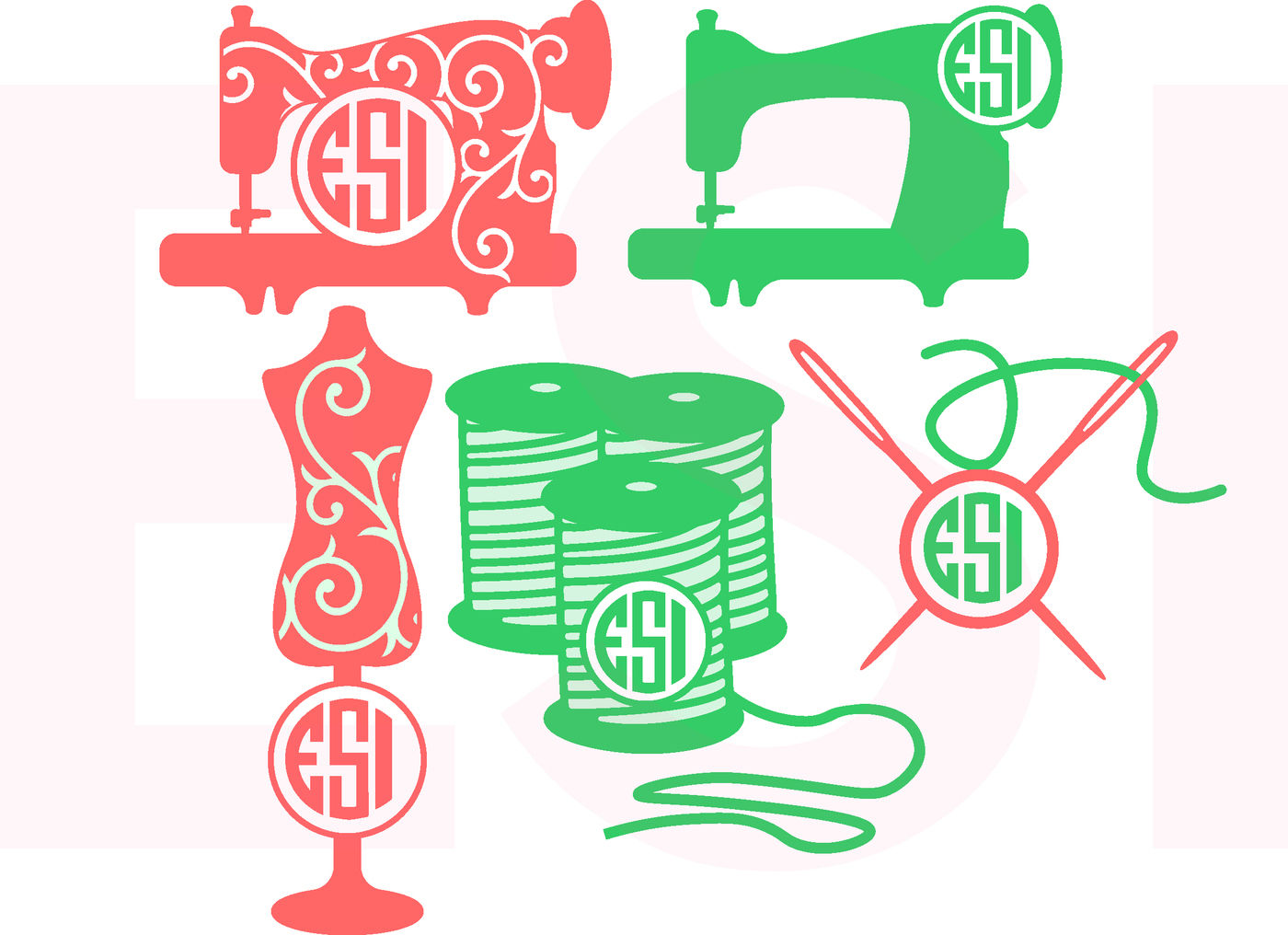 Download Sewing Monogram Design Set Svg Dxf Eps Png Cutting Files By Esi Designs Thehungryjpeg Com