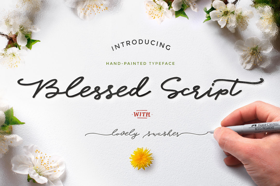 Blessed Script With A Sweet Bonus By Blessed Print Thehungryjpeg Com