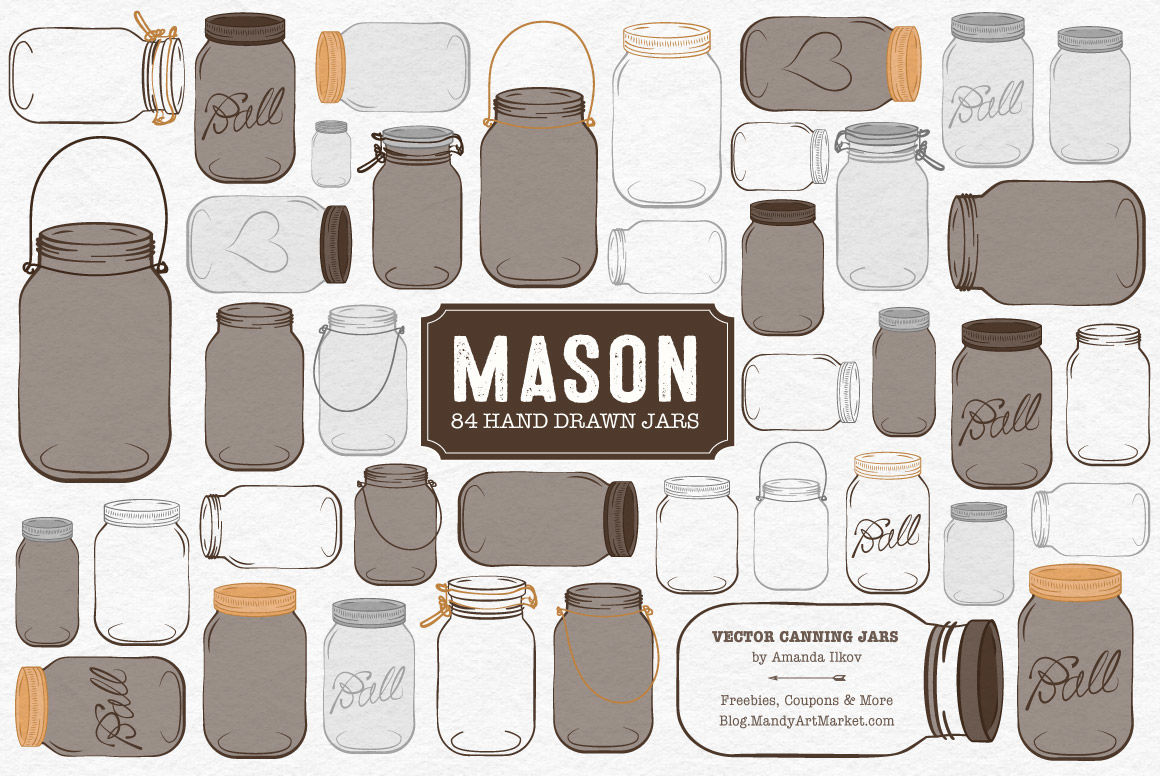 Cute mason jars set. Stock Vector by ©m-ion 100997500