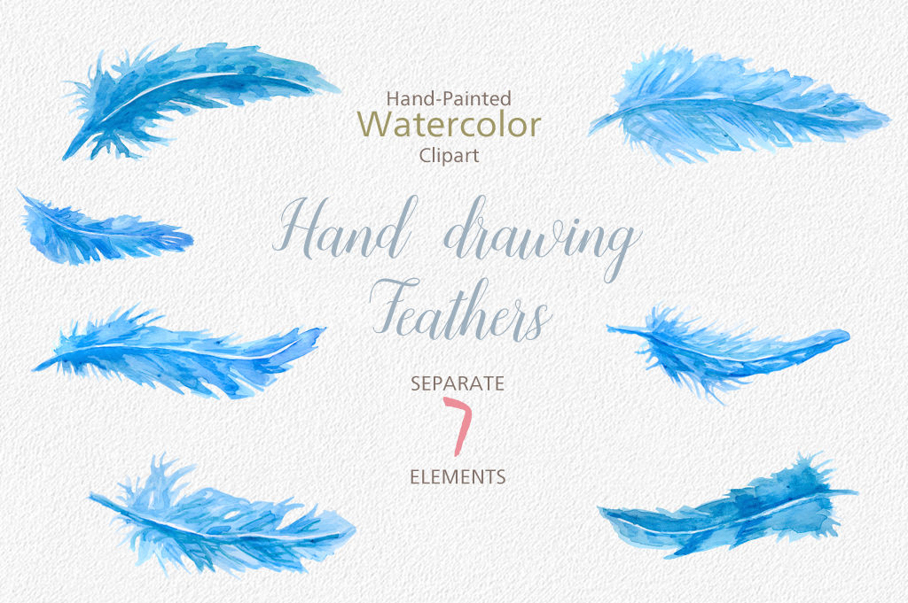 WCAP027 Watercolor Digital Graphics Orange Watercolor Clipart Watercolor Feathers Clipart Watercolor Feather Clip Art Commercial Use