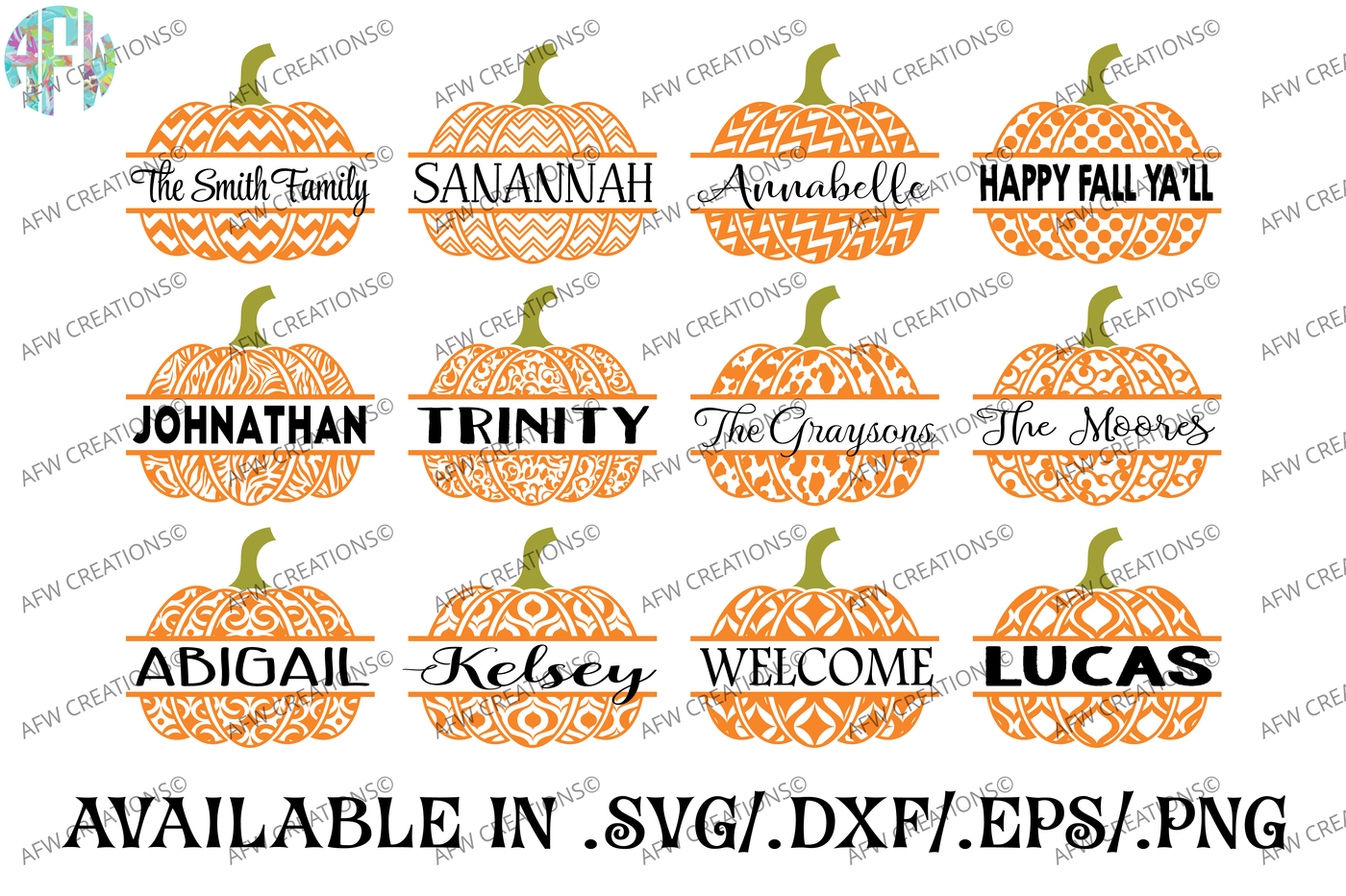 Download Split Pattern Pumpkins - SVG, DXF, EPS Cut Files By AFW ...