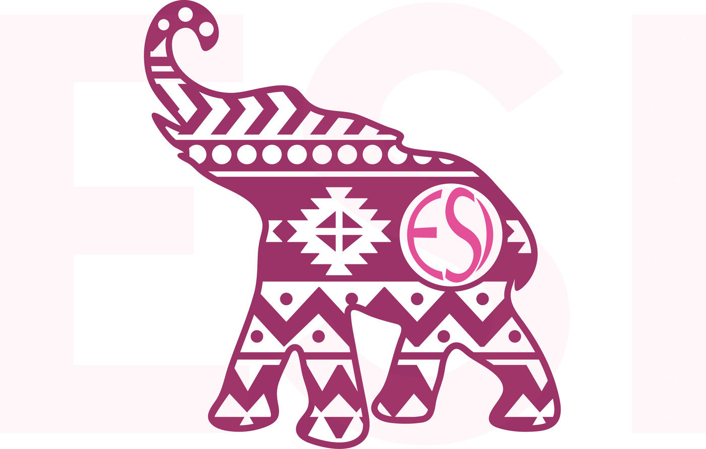 Aztec Pattern, Elephant Monogram Design - SVG, DXF, EPS - Cutting Files