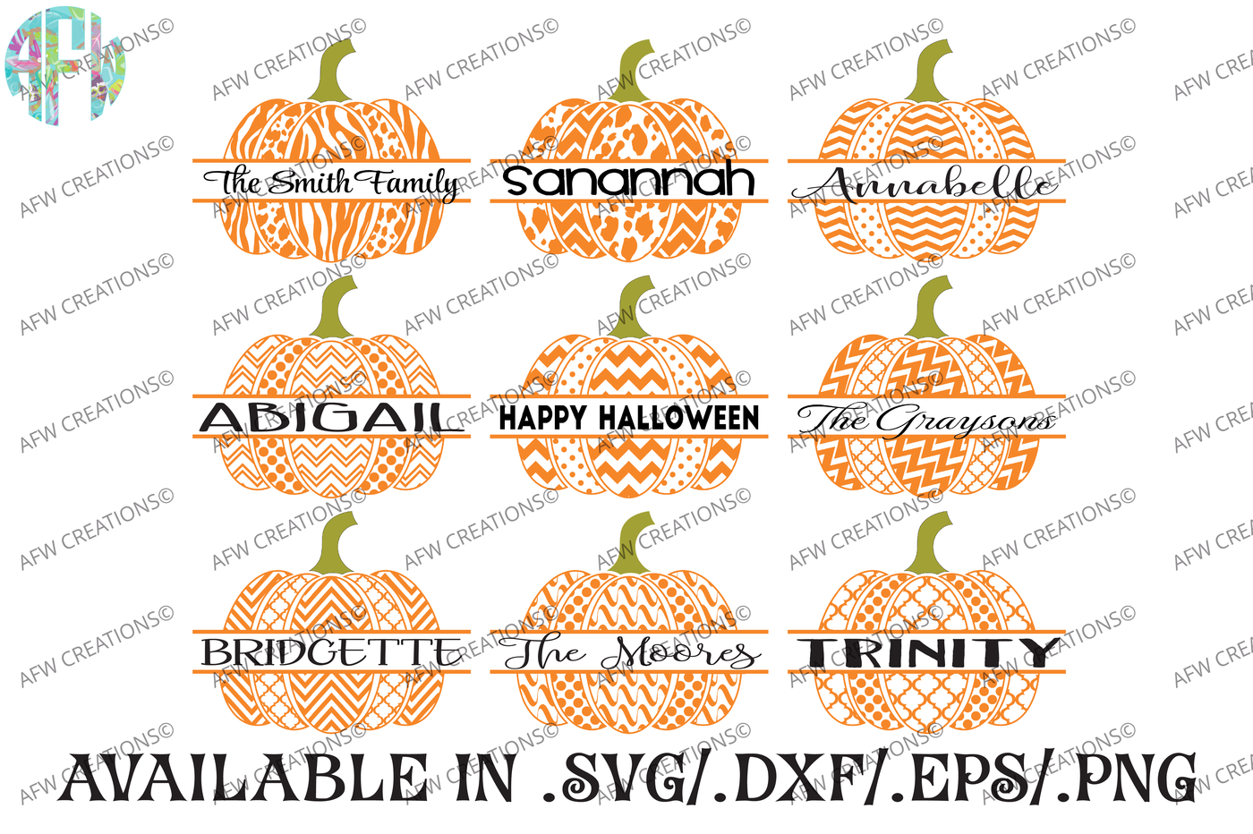 Two Pattern Split Pumpkins Svg Dxf Eps Cut Files By Afw Designs Thehungryjpeg Com