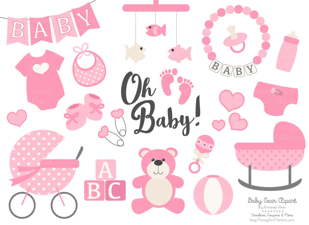 Download Pink Vector Baby Items By Amanda Ilkov | TheHungryJPEG.com