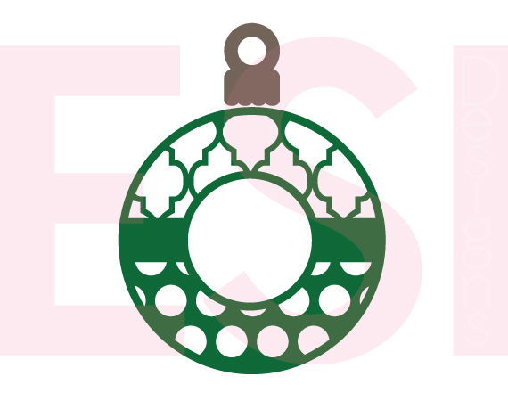 Patterned Christmas Ornament Bauble Design With Circle For Monogram Svg Dxf Eps Cutting Files By Esi Designs Thehungryjpeg Com