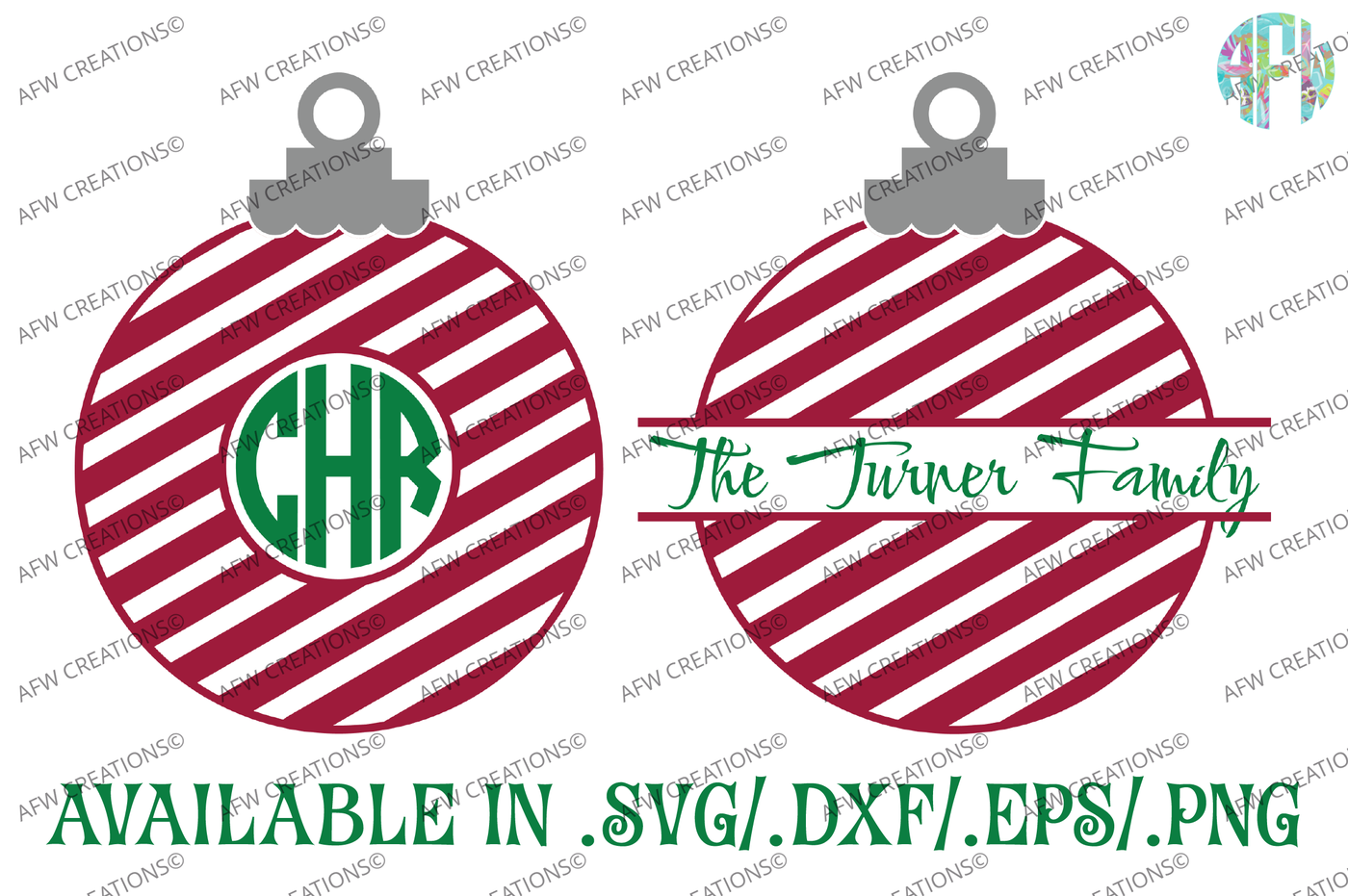 Striped Christmas Ornaments Svg Dxf Eps Cut Files By Afw Designs Thehungryjpeg Com