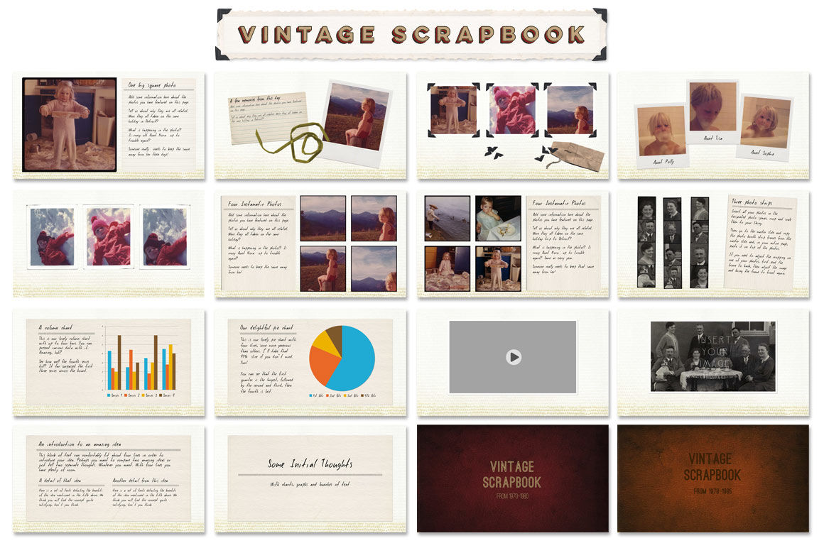 Vintage Scrapbook PPT Template By Blixa 6 Studios TheHungryJPEG