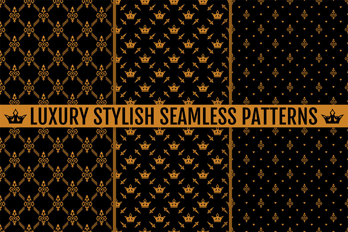 Luxury stylish seamless patterns set By Graphic Shop