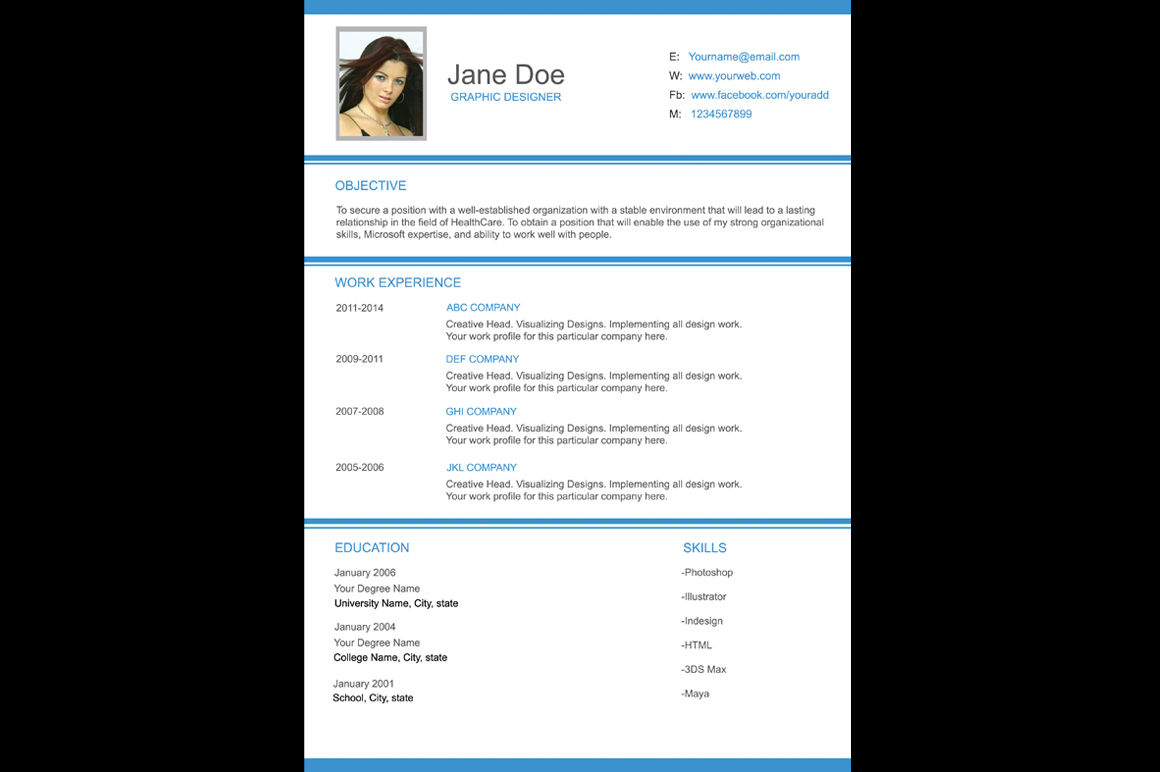 Simple Single Page Resume By aivos | TheHungryJPEG